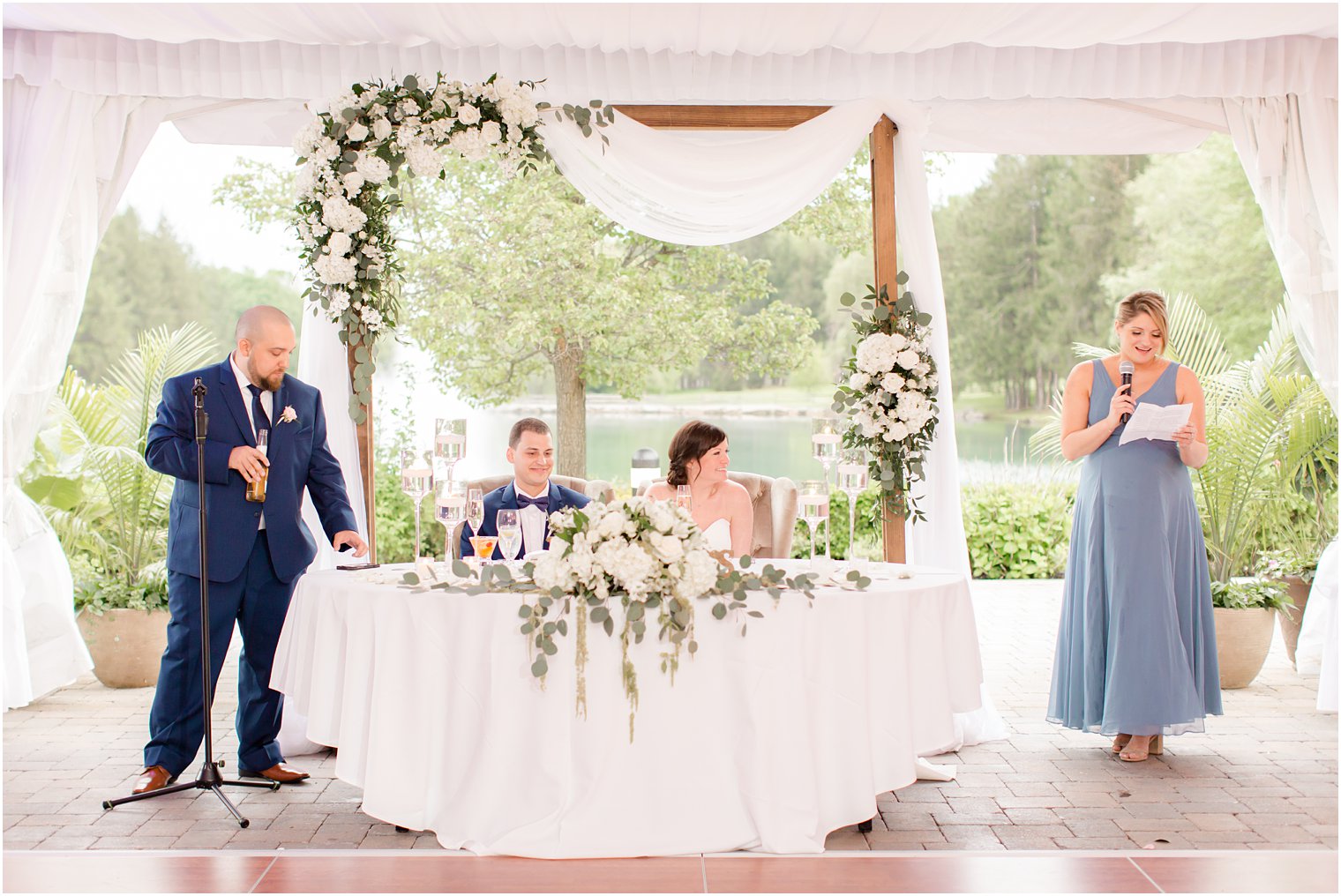 Wedding toasts at Windows on the Water at Frogbridge in Millstone NJ