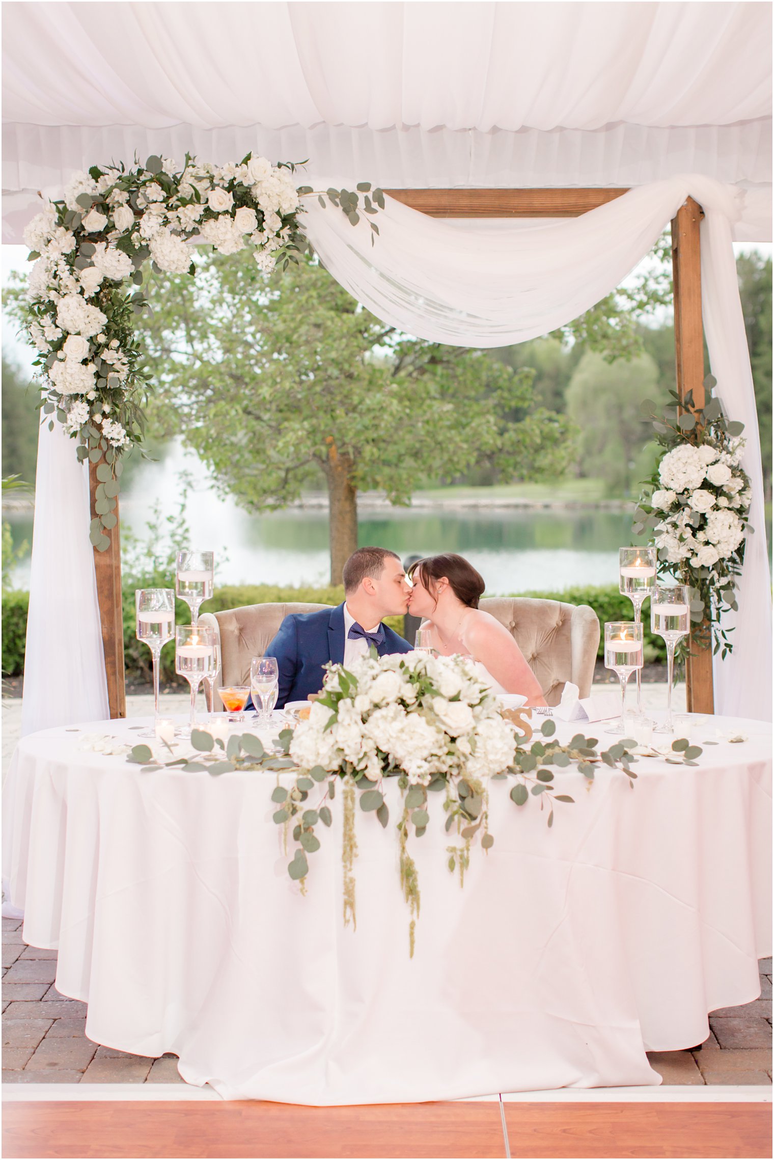 Wedding sweetheart table at Windows on the Water at Frogbridge in Millstone NJ