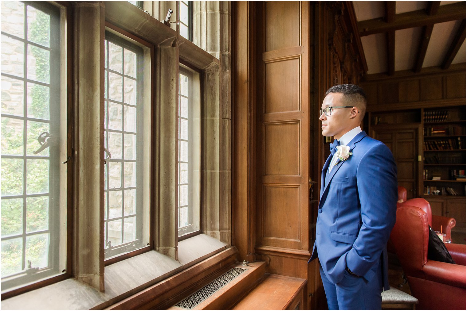 groom getting ready in The Castle at Skylands Manor Wedding Photos by Idalia Photography