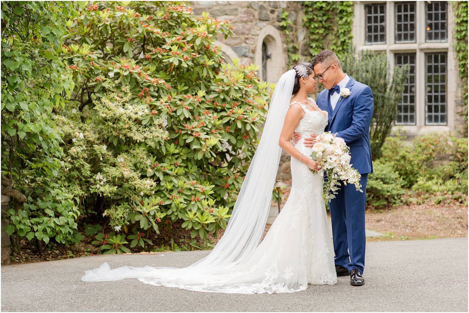 bride and groom quiet moment | The Castle at Skylands Manor Wedding Photos by Idalia Photography