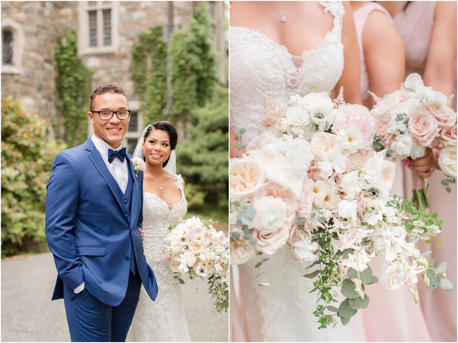 wedding portraits with florals by Twisted Willow Flowers | The Castle at Skylands Manor Wedding Photos by Idalia Photography
