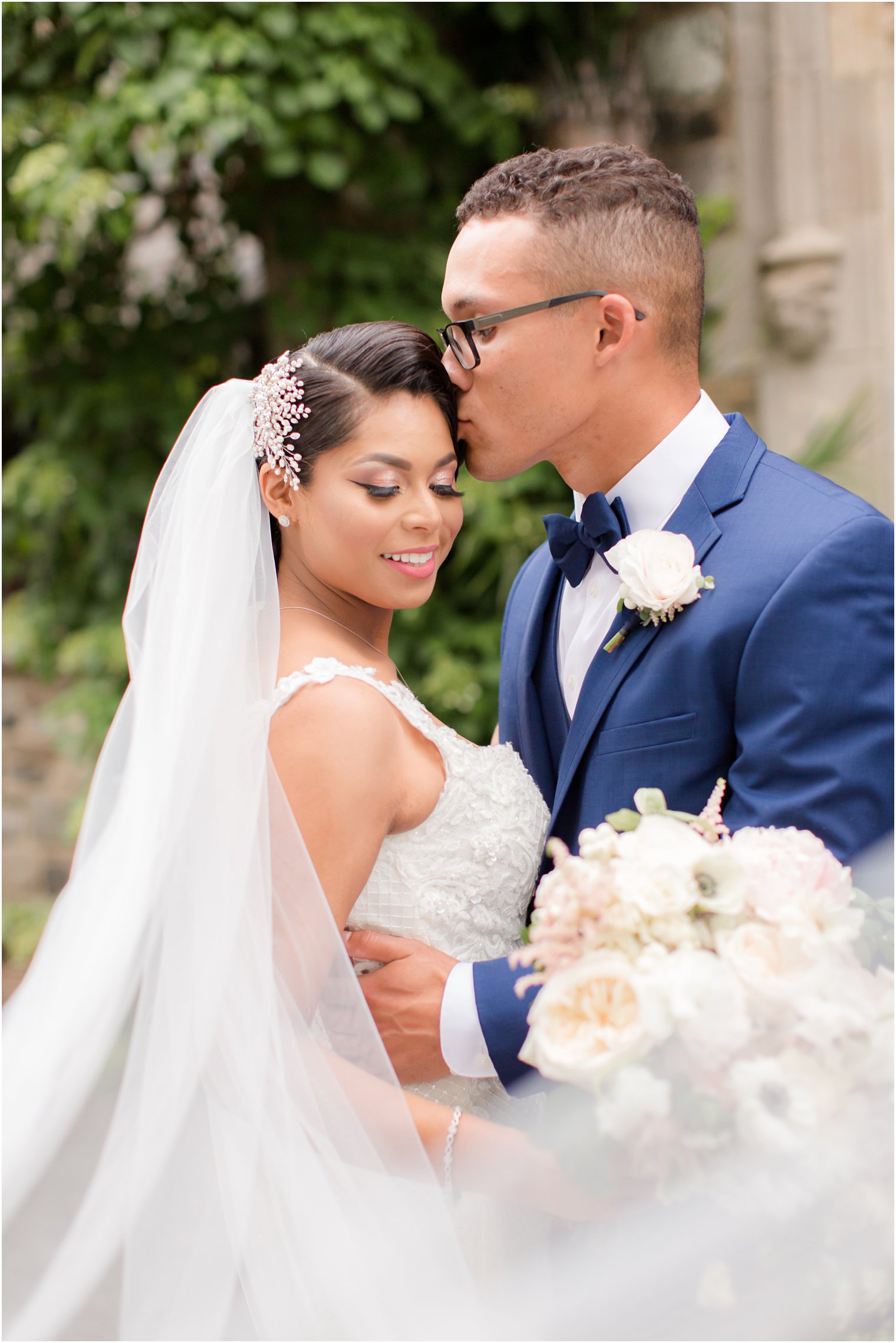 romantic veil photo on wedding day | The Castle at Skylands Manor Wedding Photos by Idalia Photography