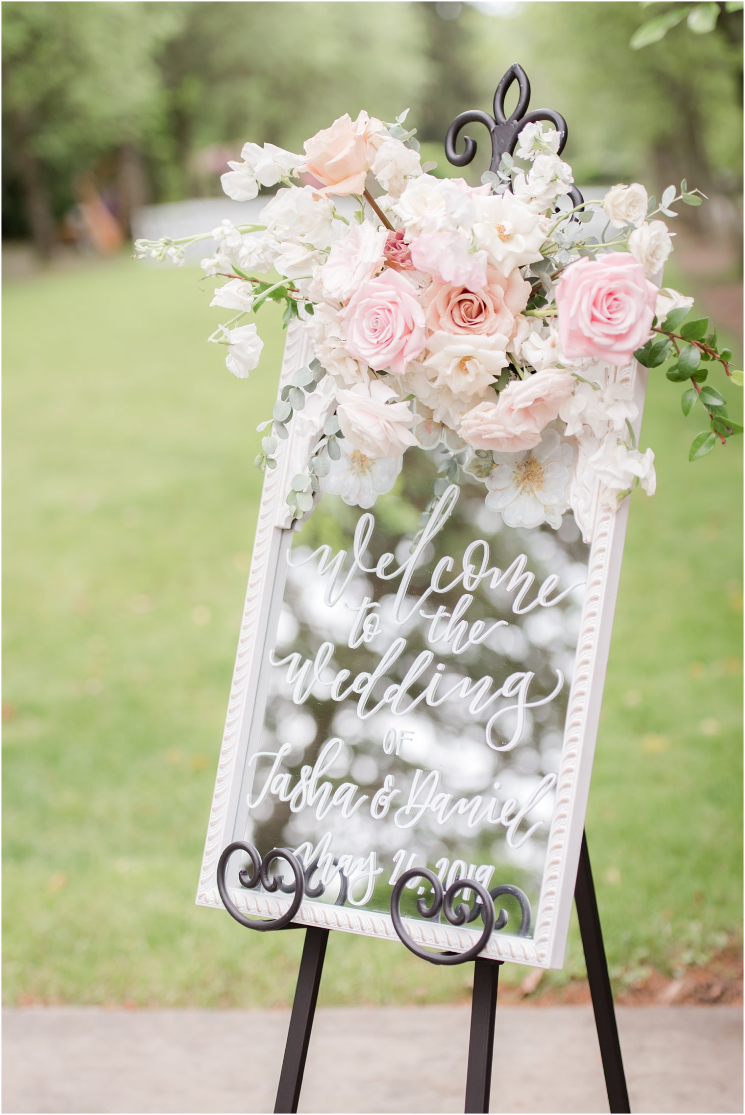 calligraphy mirror sign | The Castle at Skylands Manor Wedding Photos by Idalia Photography