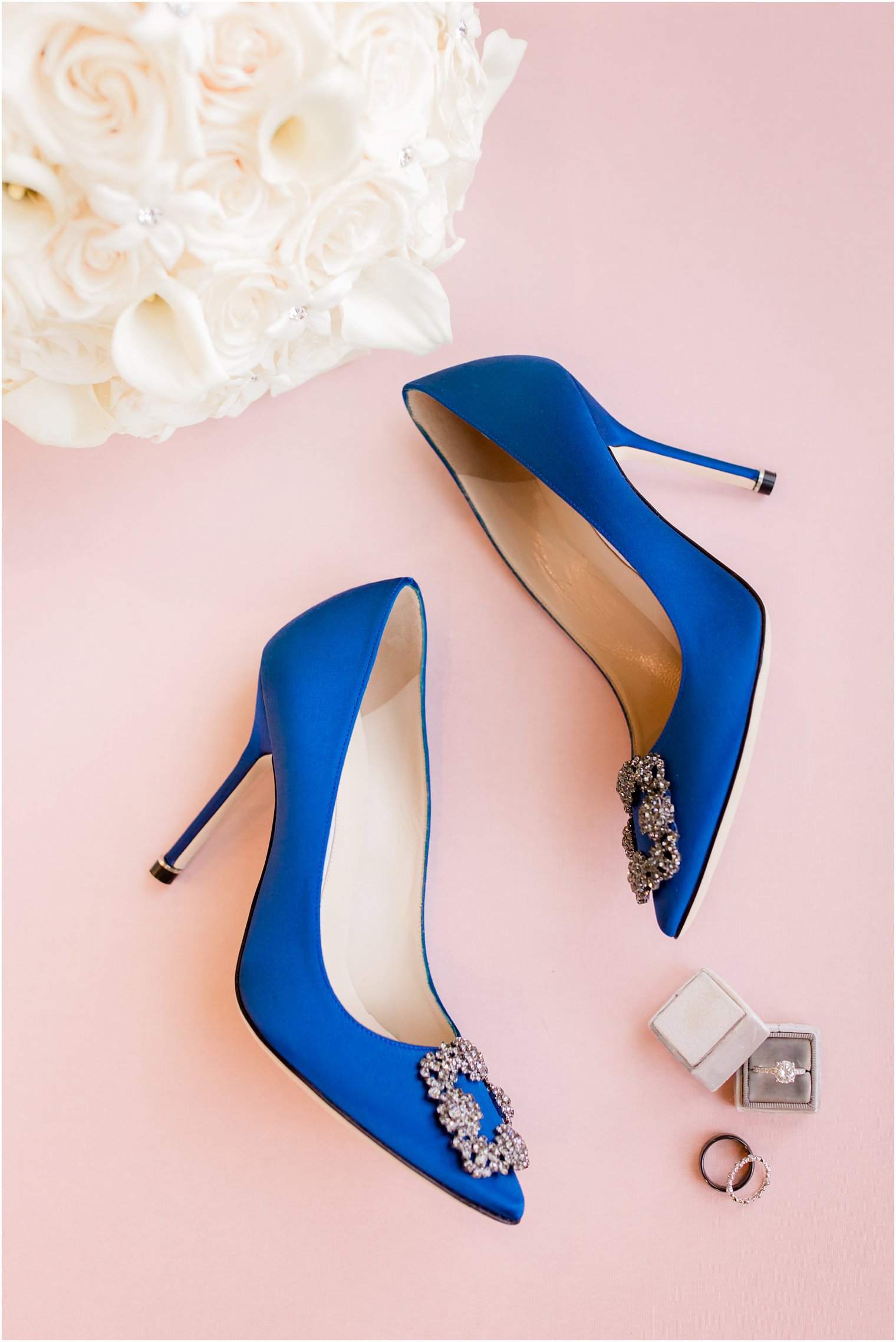 Manolo Blahnik blue shoes at Park Chateau Estate Wedding in East Brunswick, NJ