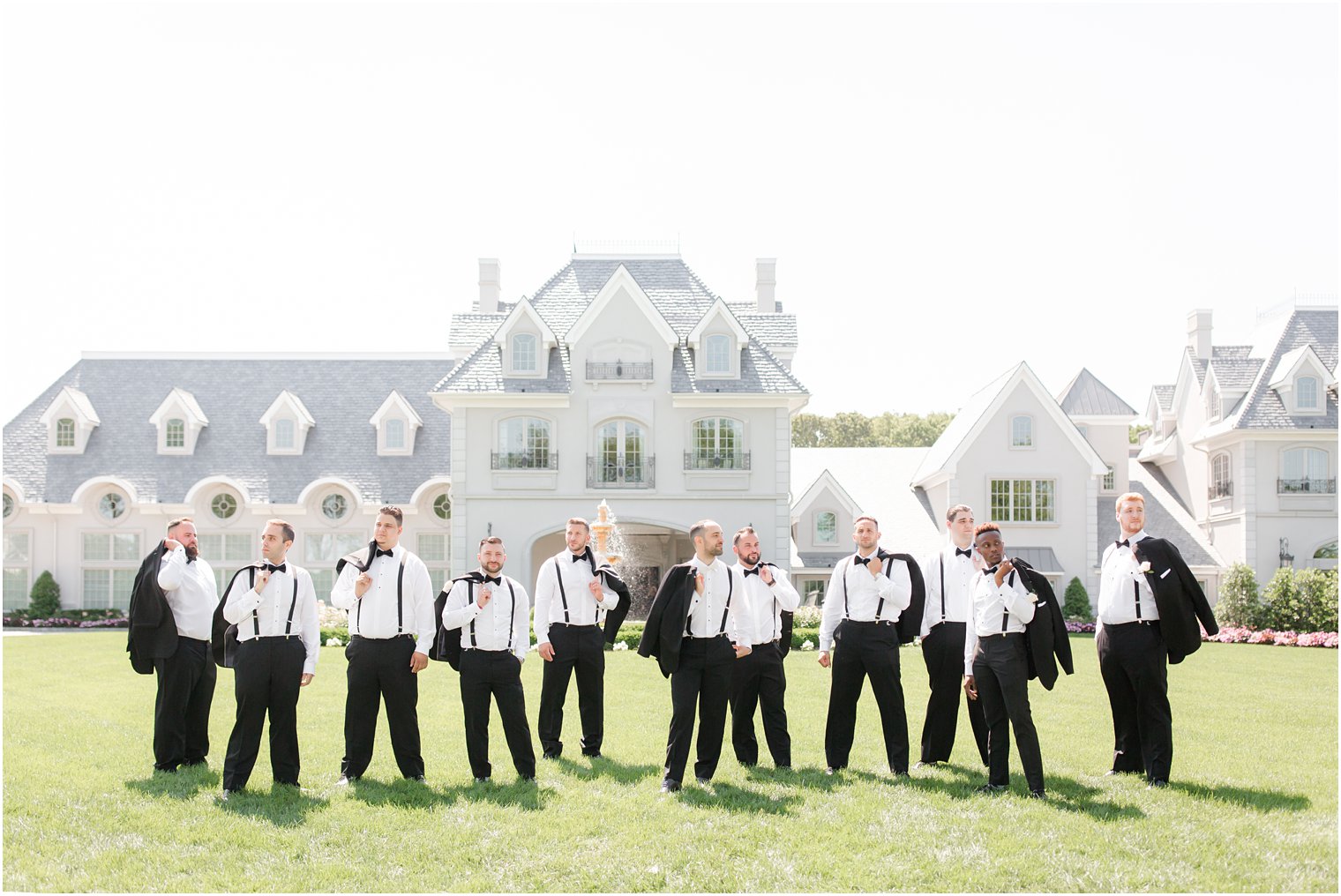 Groomsmen wearing suspenders 