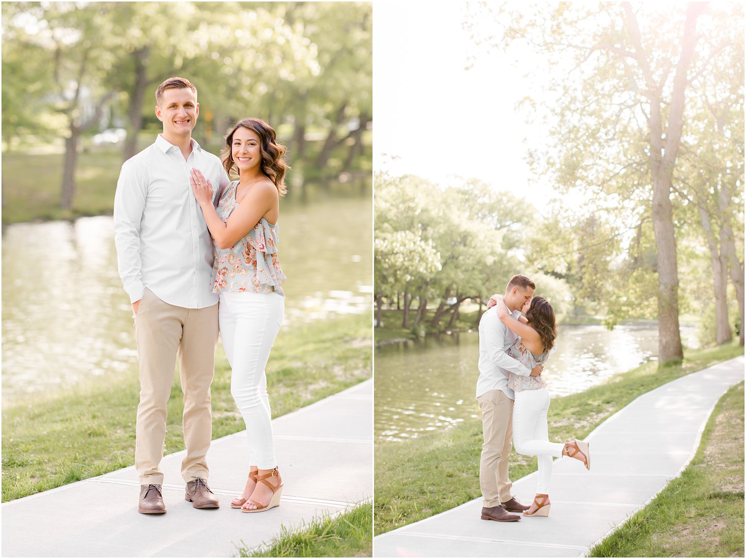 Engaged couple posing in Spring Lake NJ by Spring Lake Wedding Photographer