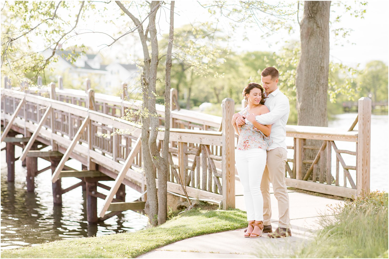 Romantic engaged couple in Spring Lake NJ by Spring Lake Wedding Photographer