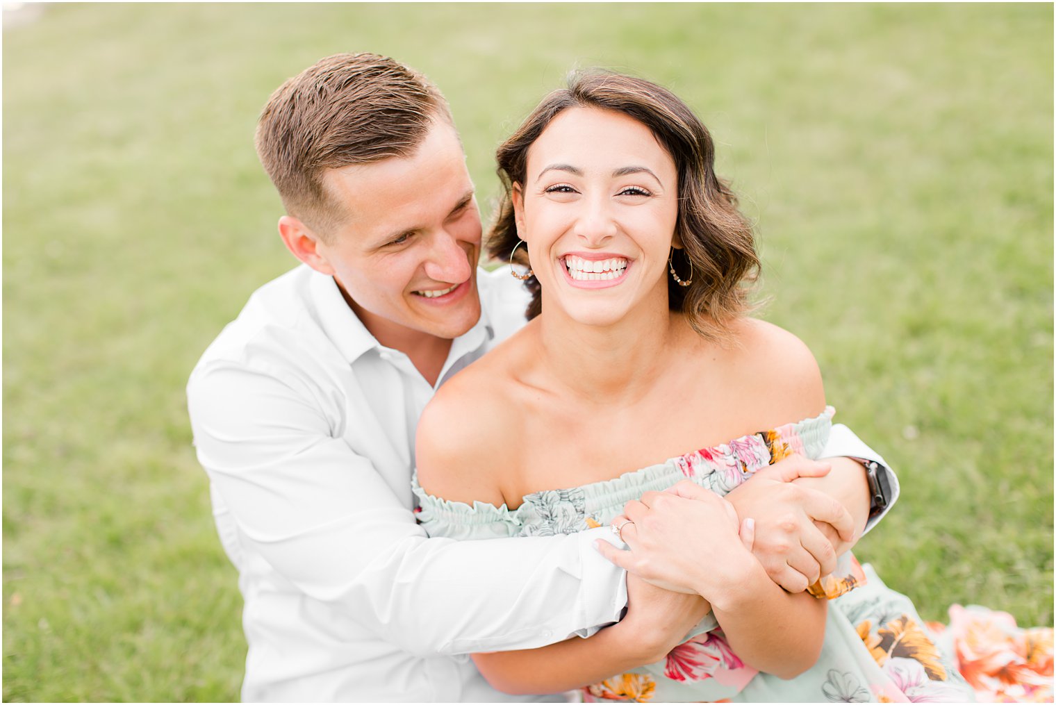 Engagement photos of couple at Divine Park by Spring Lake Wedding Photographer