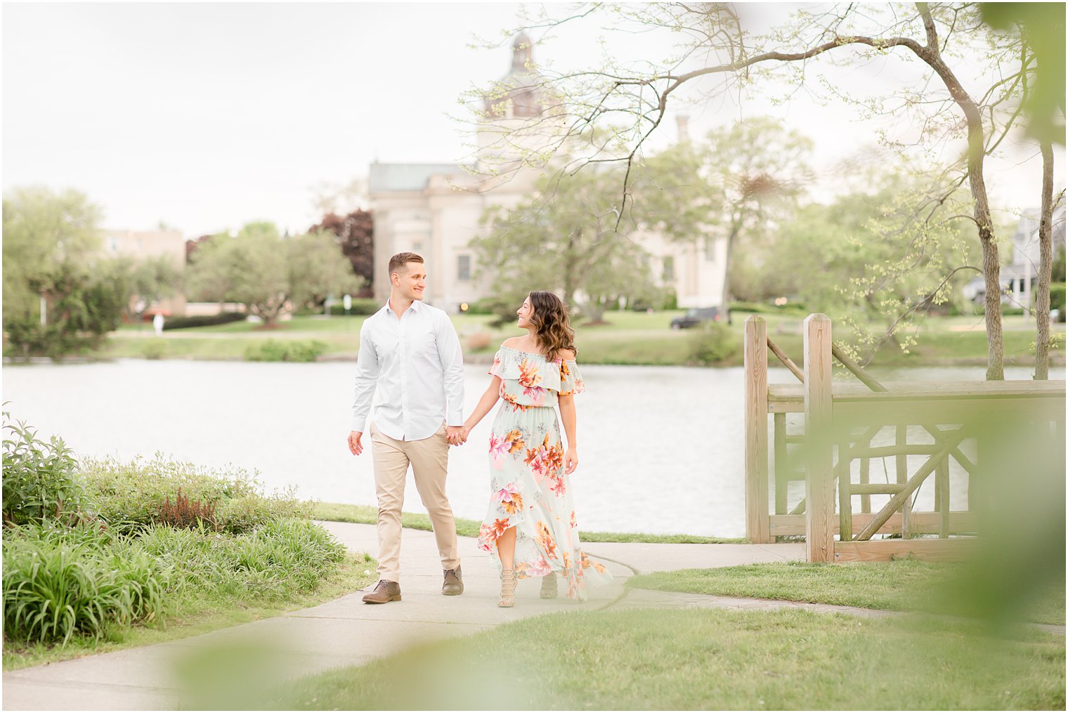 Engagement photos of couple at Divine Park by Spring Lake Wedding Photographer