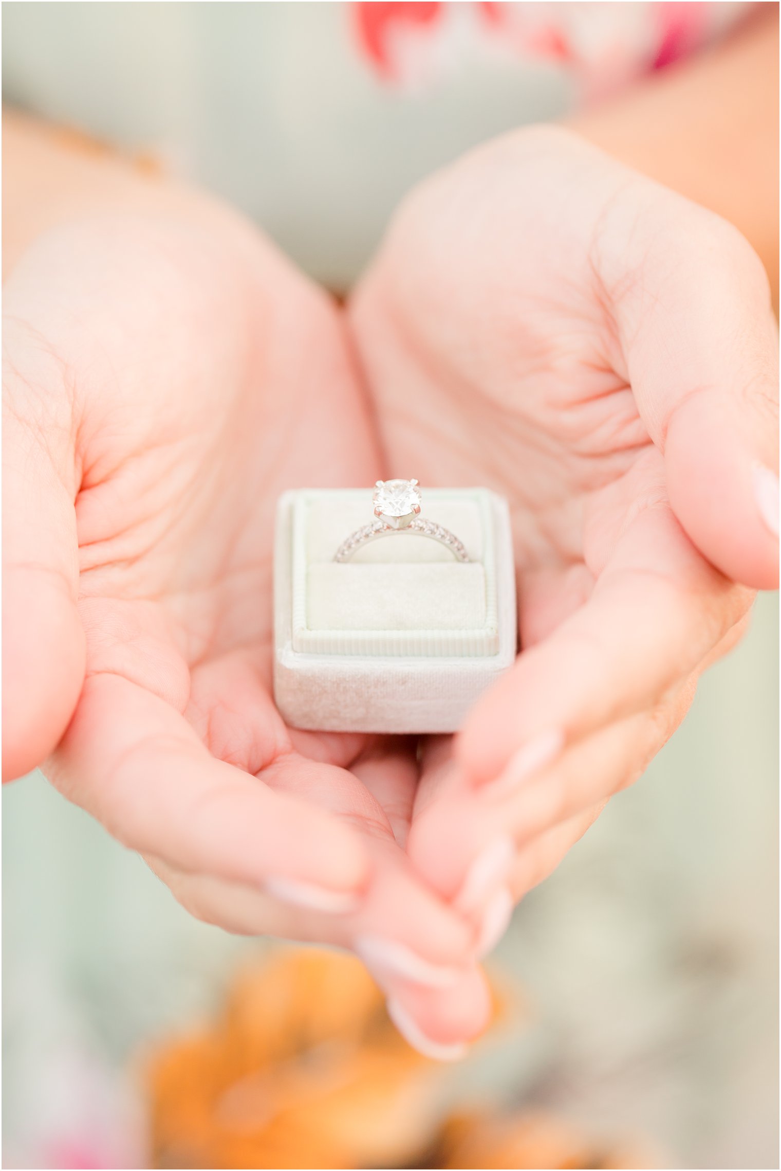 Engagement ring photographed by Spring Lake Wedding Photographer