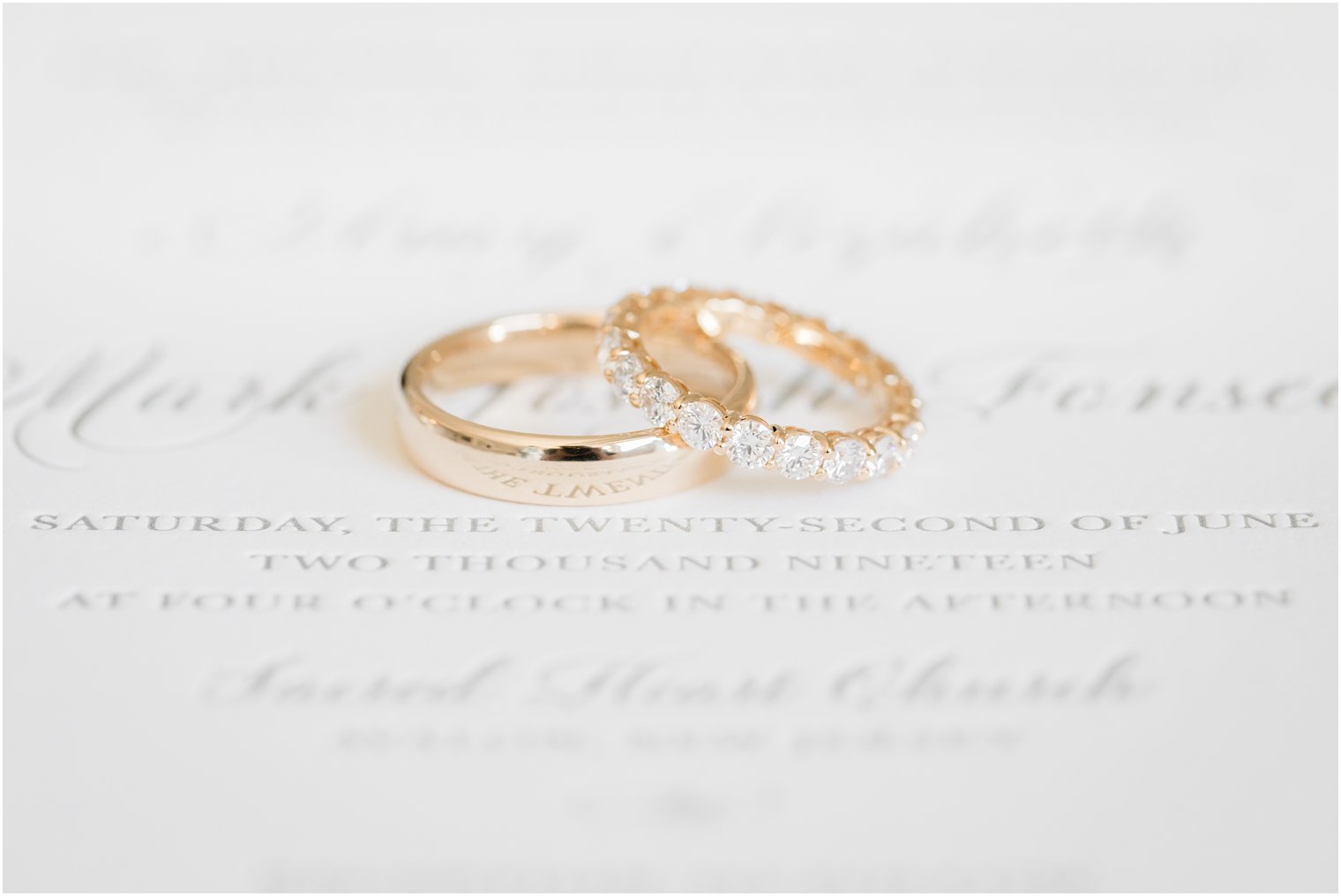 Wedding bands on invitation by Smitten on Paper