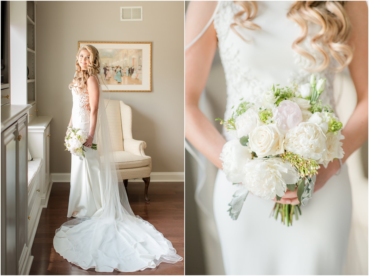 bride in her wedding gown with bouquet Indian Trail Club Wedding