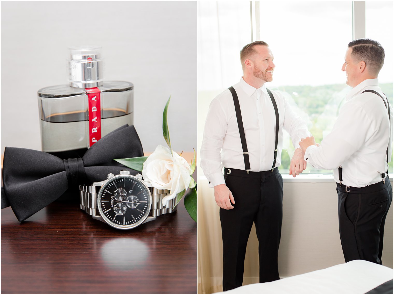 groom getting ready for wedding at Indian Trail Club in Franklin Lakes NJ