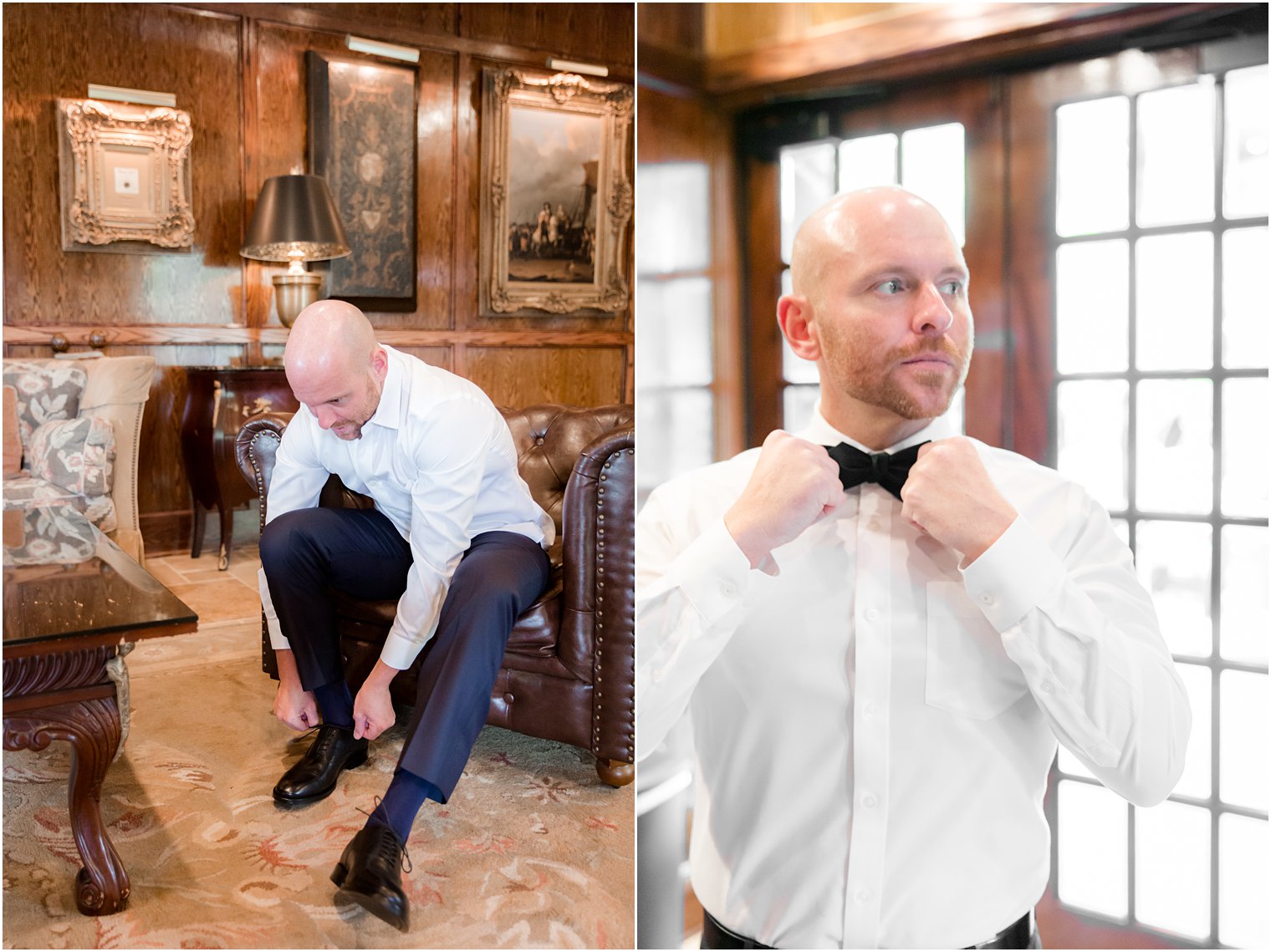 groom getting ready in groom's lounge of The Ashford Estate