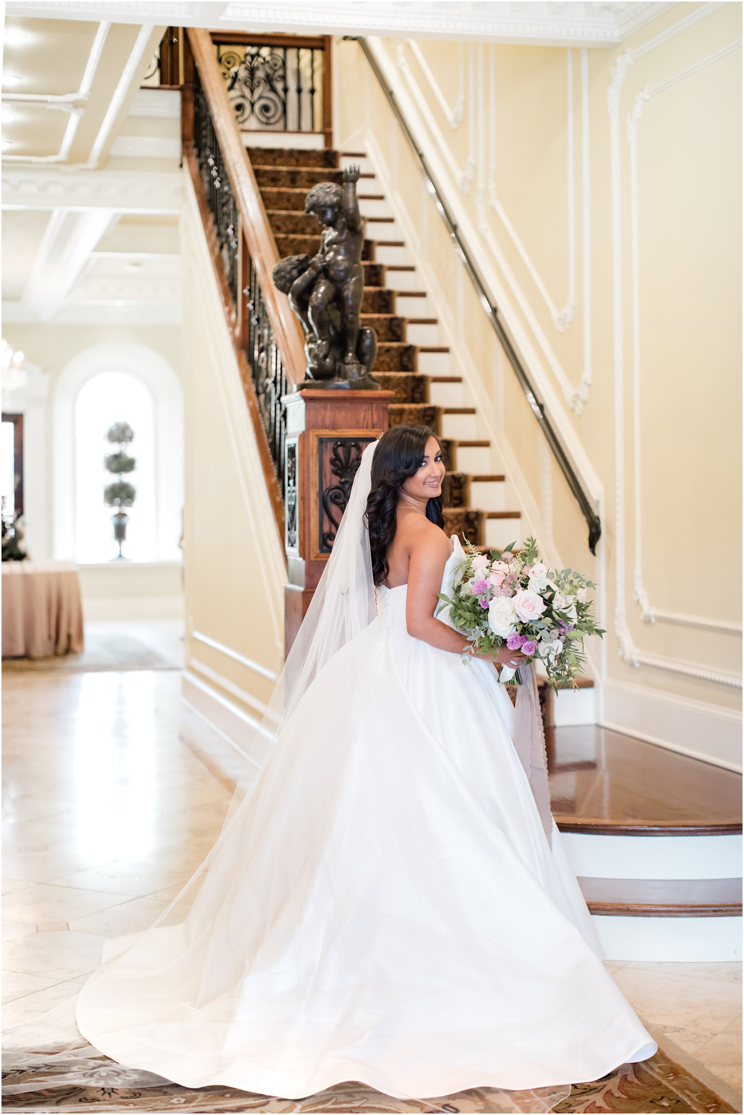 bridal portrait at staircase of The Ashford Estate