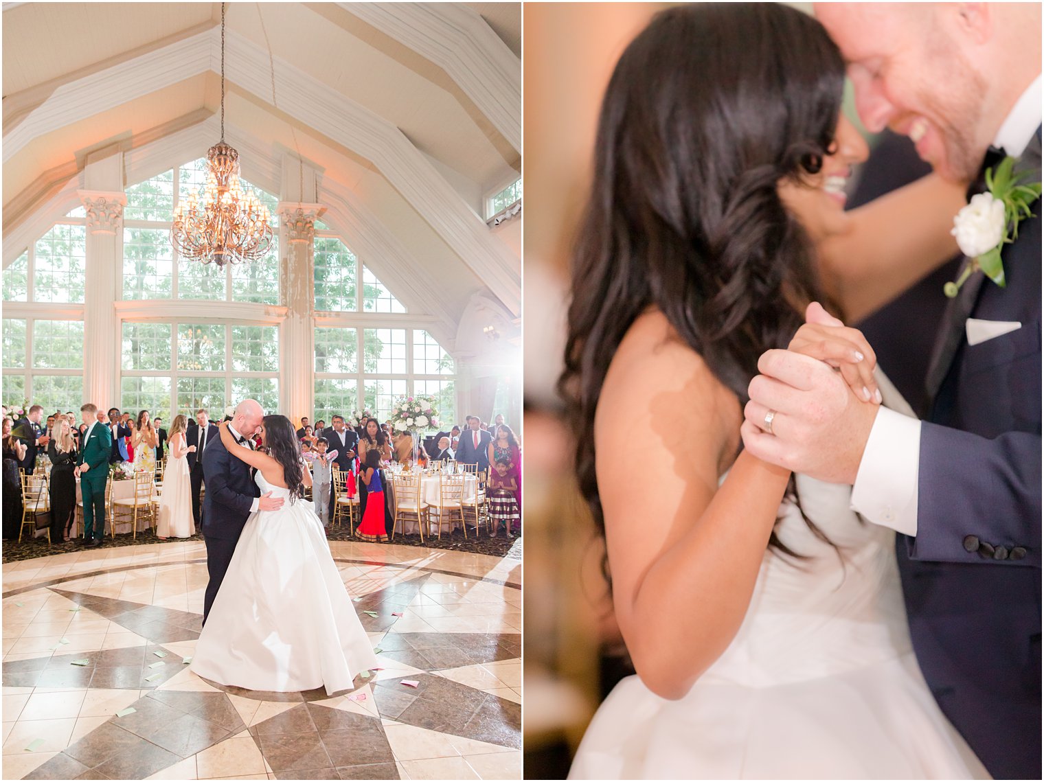 Bride and groom first dance at wedding reception details at The Ashford Estate