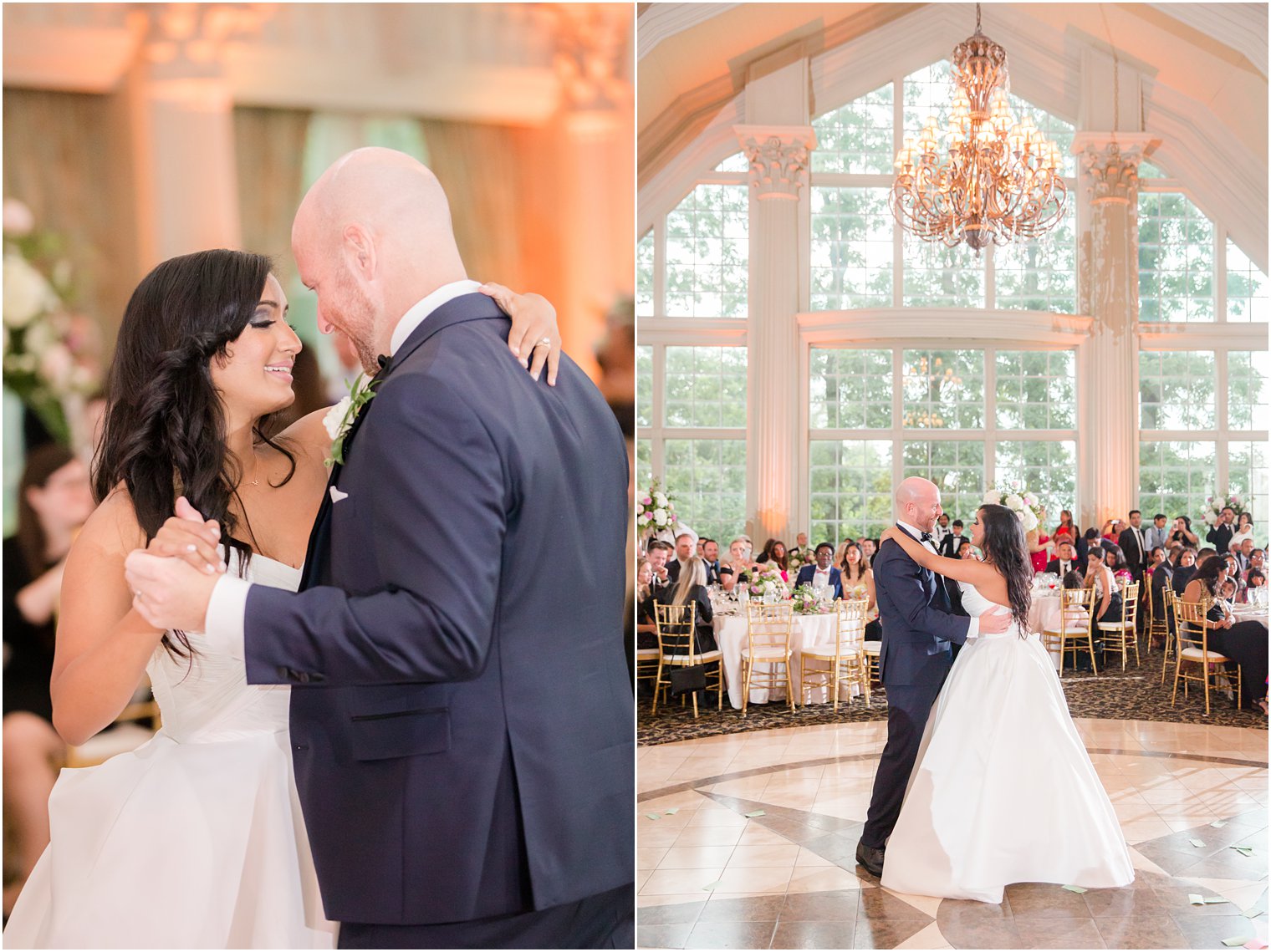 Bride and groom first dance at wedding reception details at The Ashford Estate