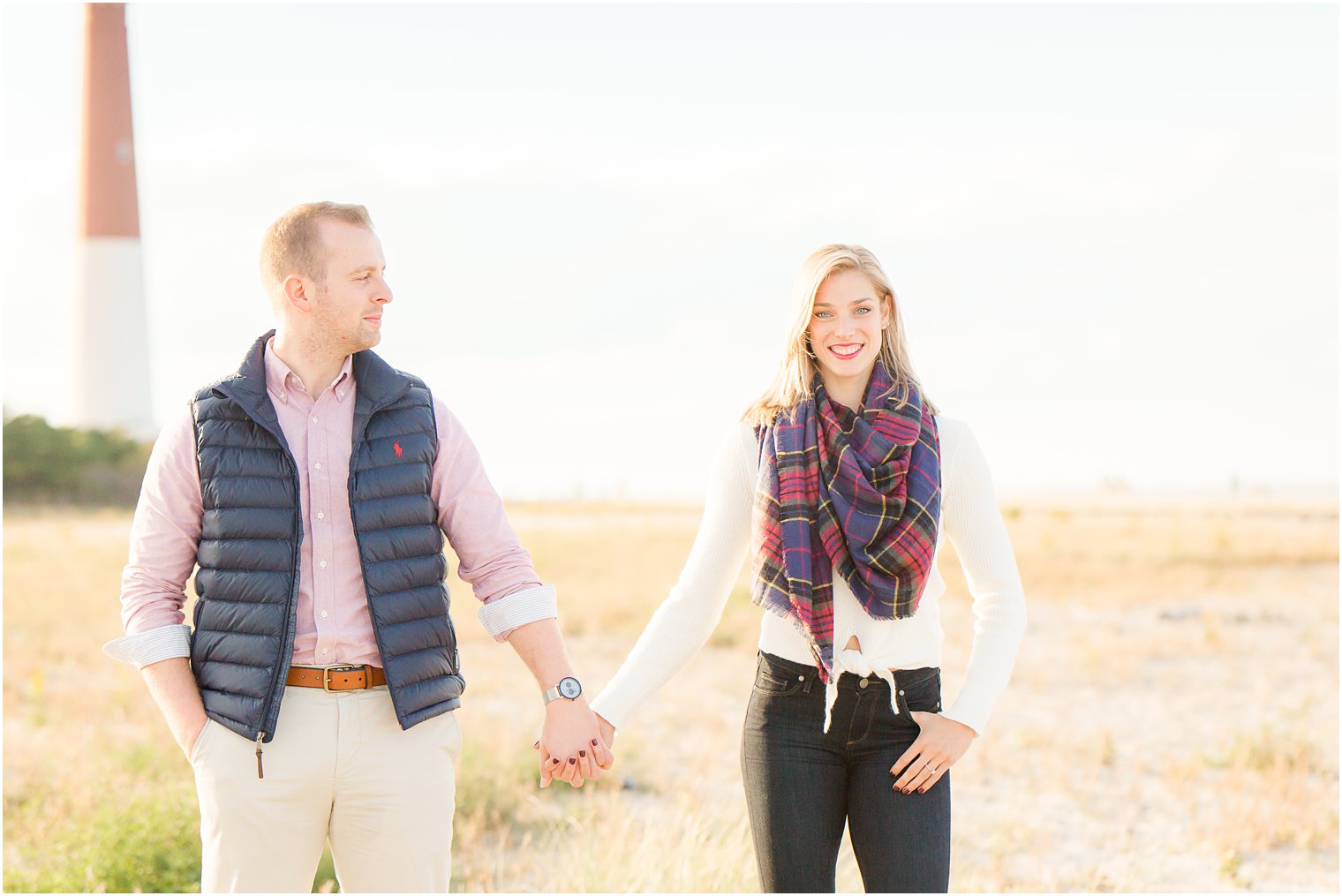 Ice dancing partners for Barnegat Lighthouse Engagement Session by Idalia Photography