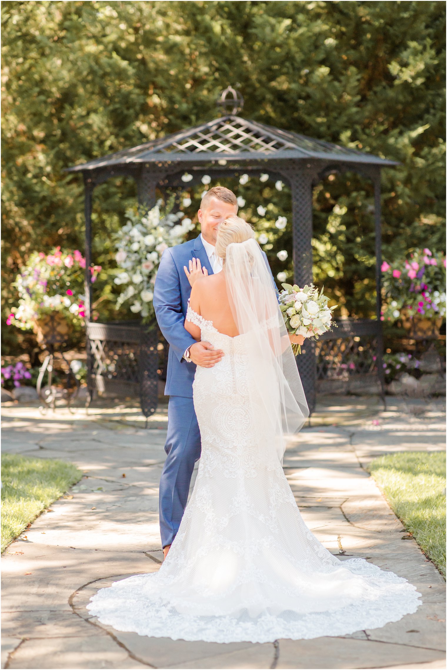 Classic bride and groom portrait at The English Manor in Ocean, NJ