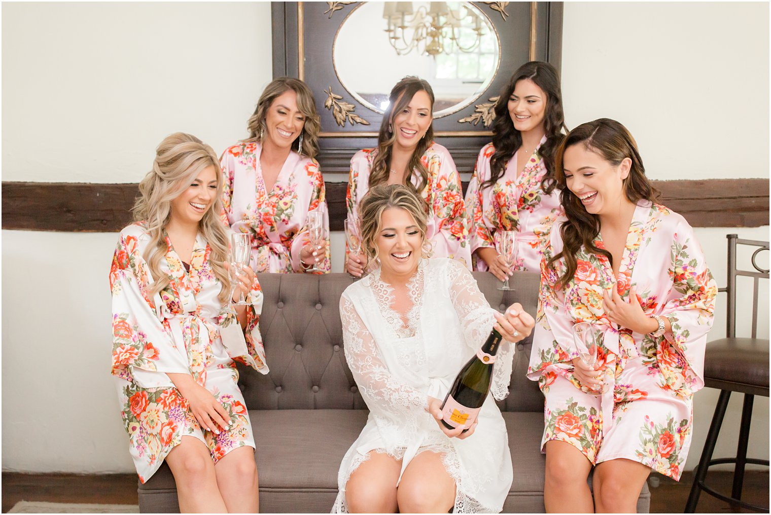 Fun bridesmaid photos at Grain House at the Olde Mill Inn 