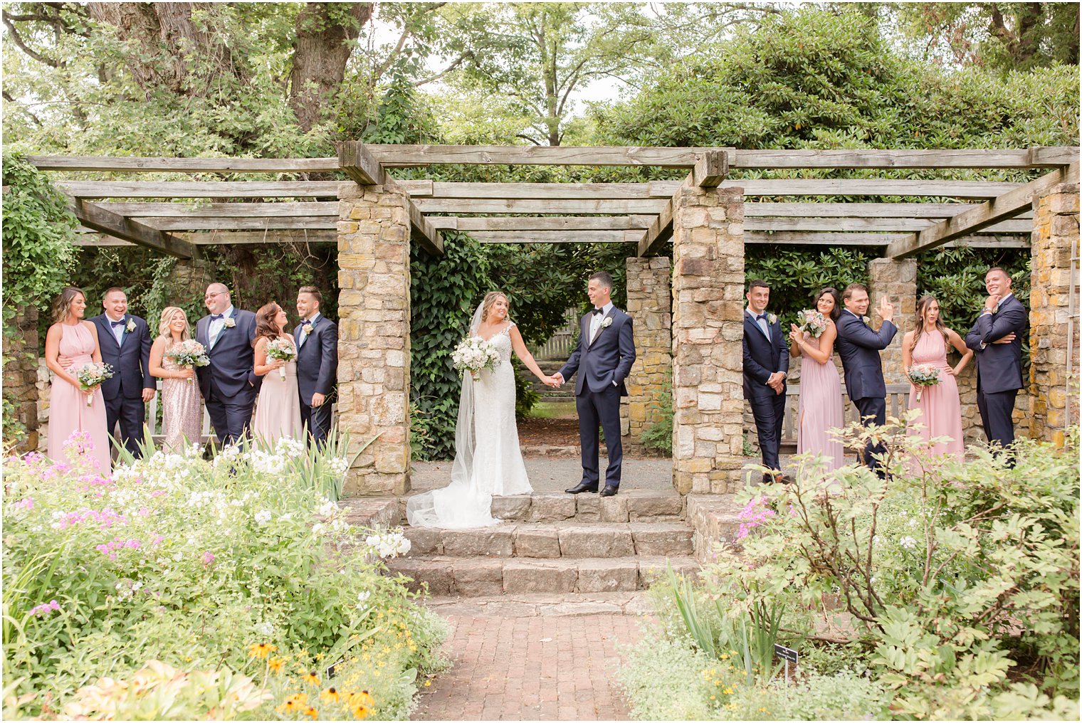 Wedding party at Cross Estate Gardens