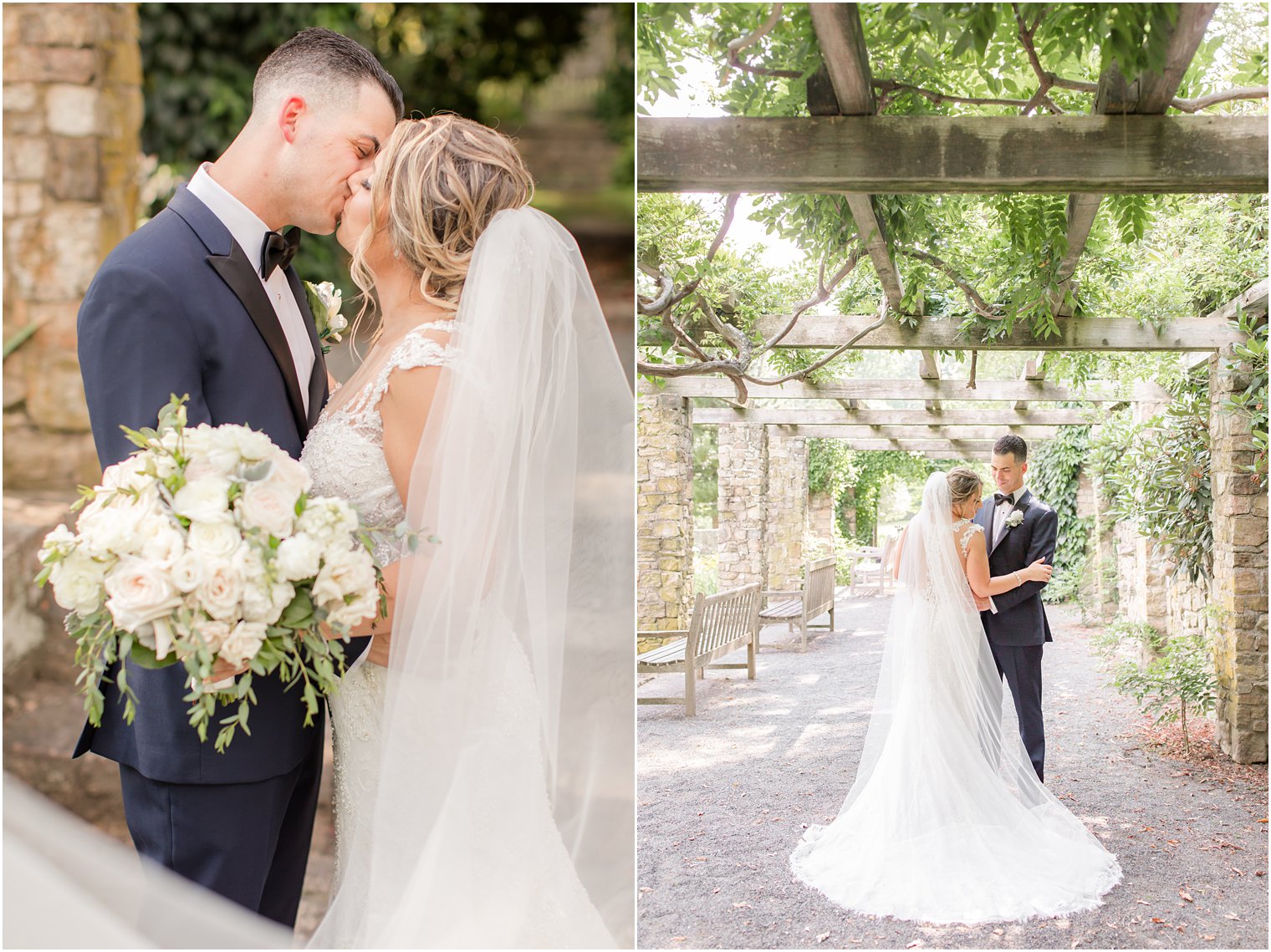 Romantic bride and groom photos at Cross Estate Gardens