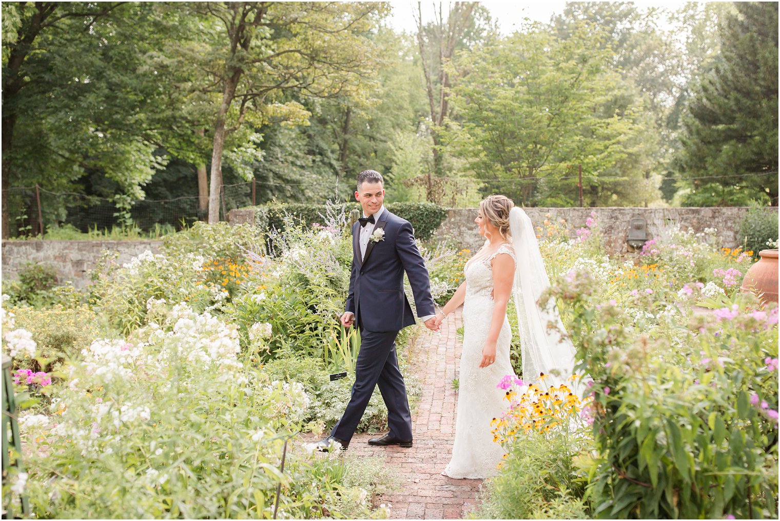 Romantic bride and groom photos at Cross Estate Gardens