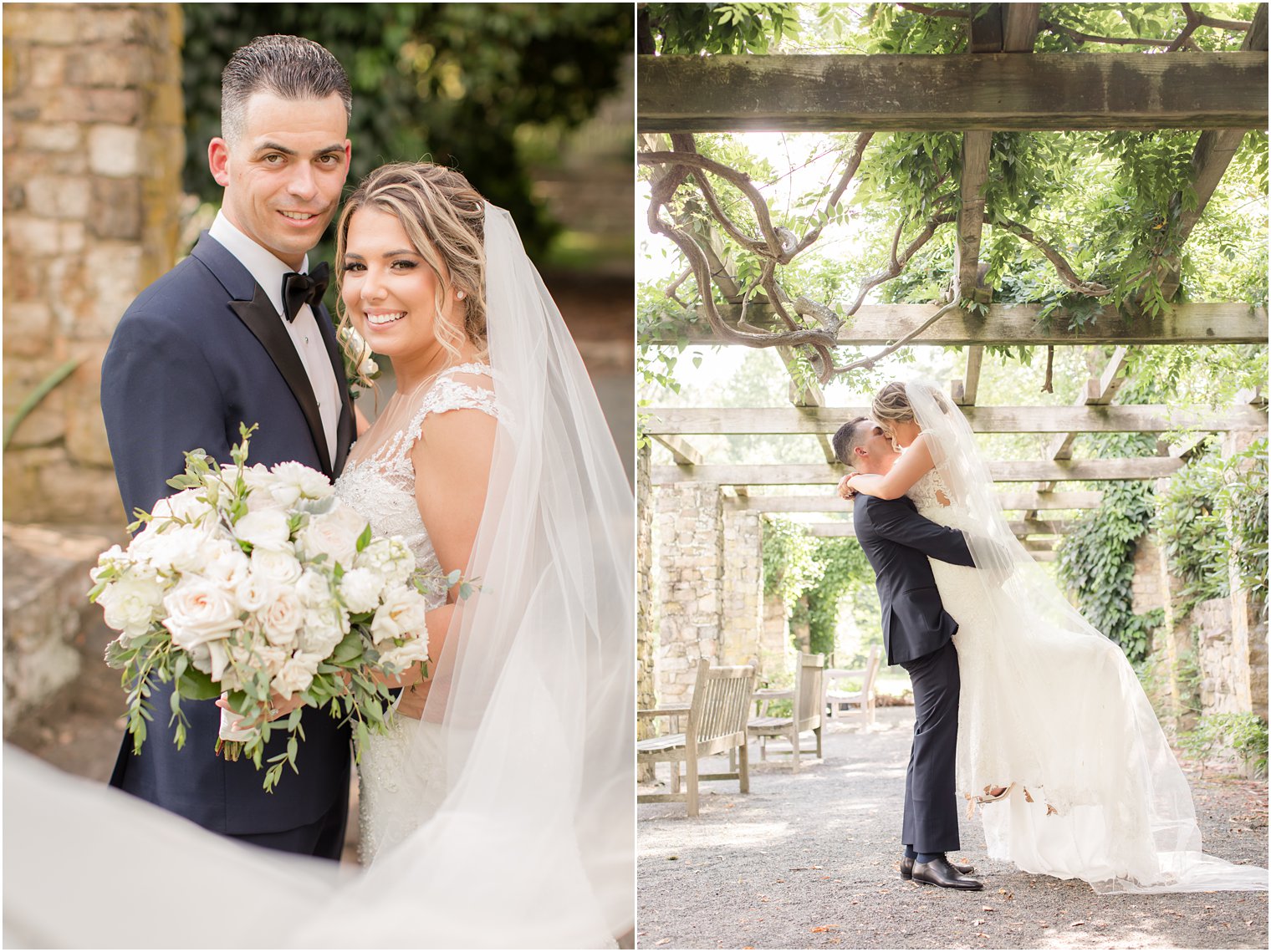 Romantic bride and groom photos at Cross Estate Gardens