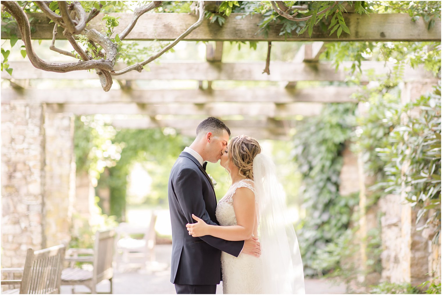 Romantic bride and groom photos at Cross Estate Gardens