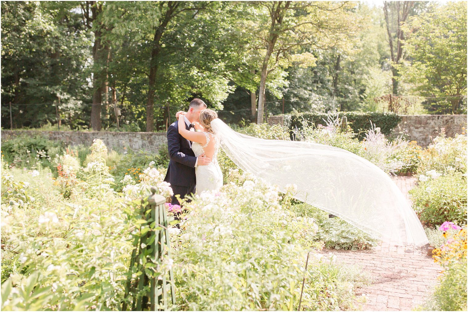 Romantic bride and groom photos at Cross Estate Gardens