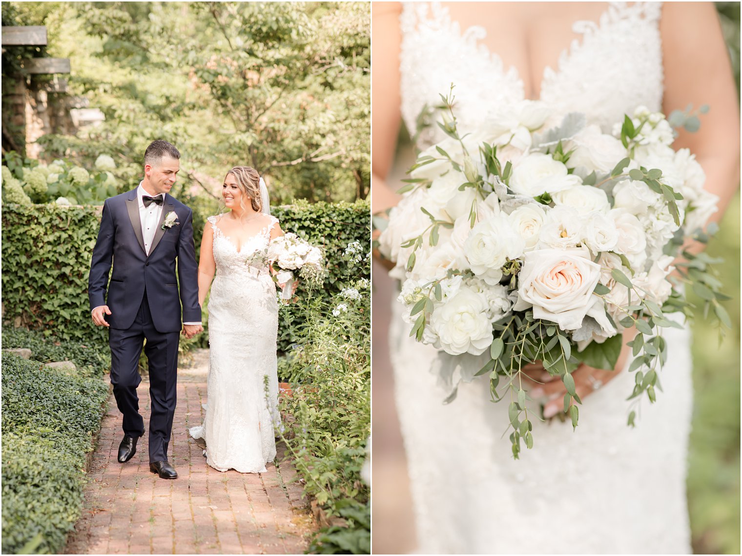 Romantic bride and groom photos at Cross Estate Gardens