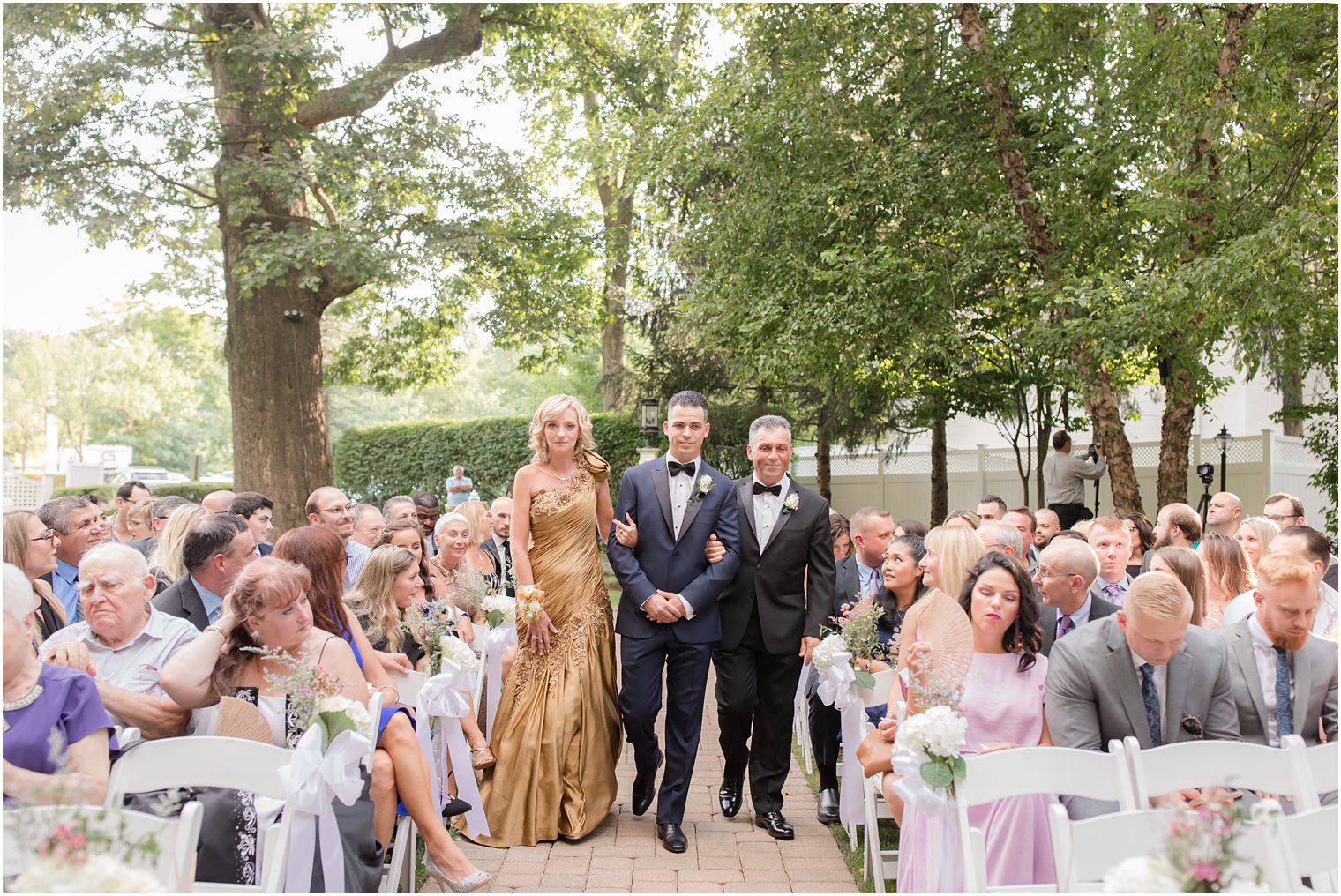 Outdoor ceremony at the Grain House at the Olde Mill Inn in Basking Ridge, NJ