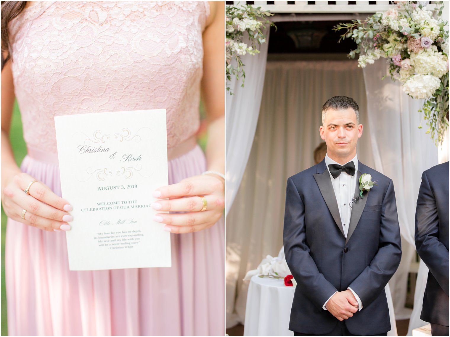 Outdoor ceremony at the Grain House at the Olde Mill Inn in Basking Ridge, NJ