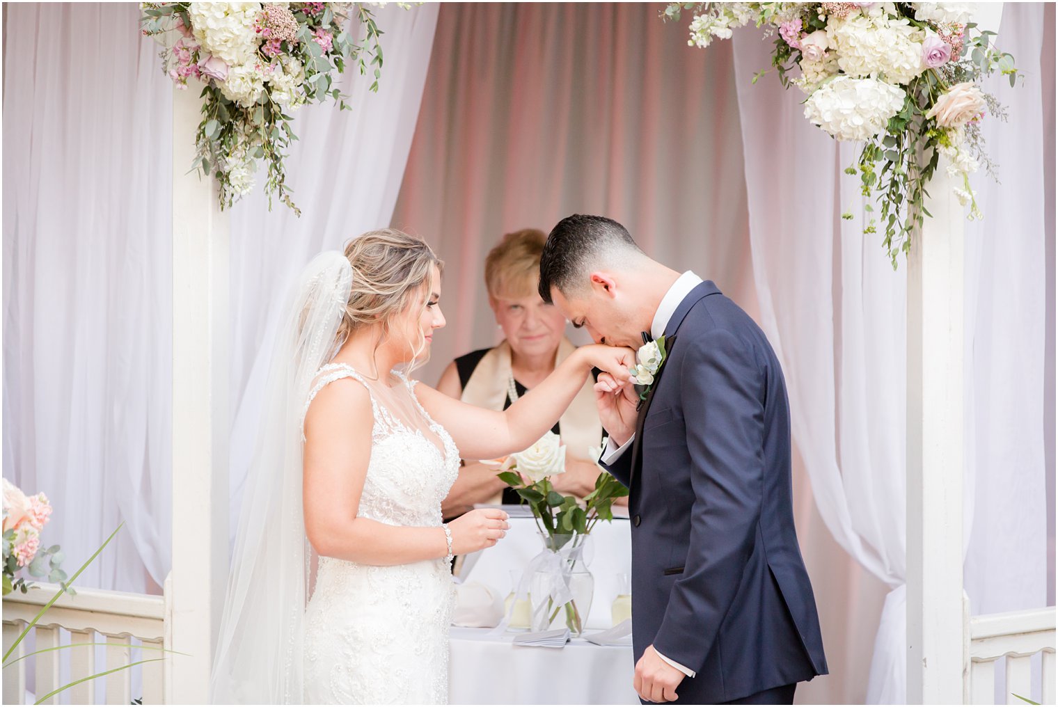 Outdoor ceremony at the Grain House at the Olde Mill Inn in Basking Ridge, NJ