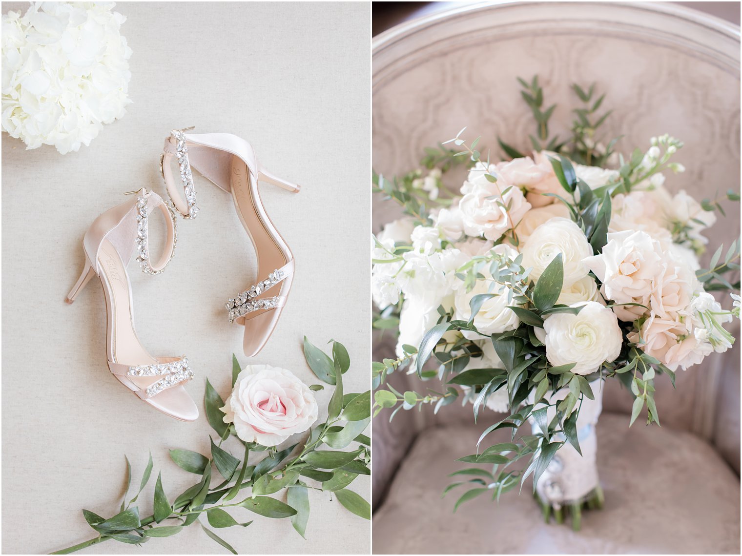 Wedding shoes and florals by Laurelwood Design