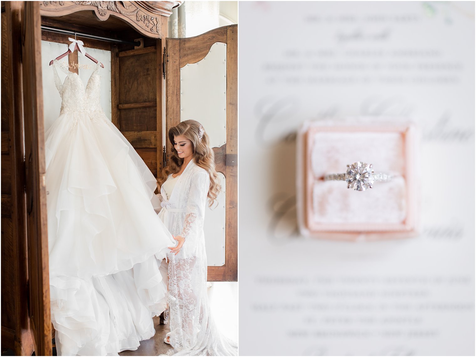 Bride with her wedding dress 