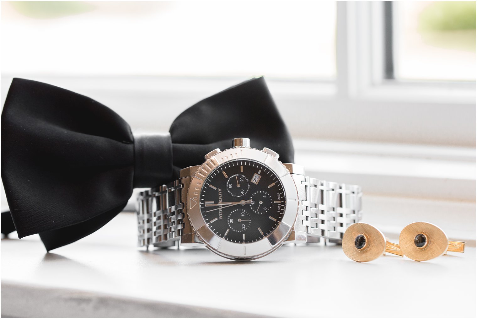 Bow tie with watch and cufflinks at Park Chateau Estate