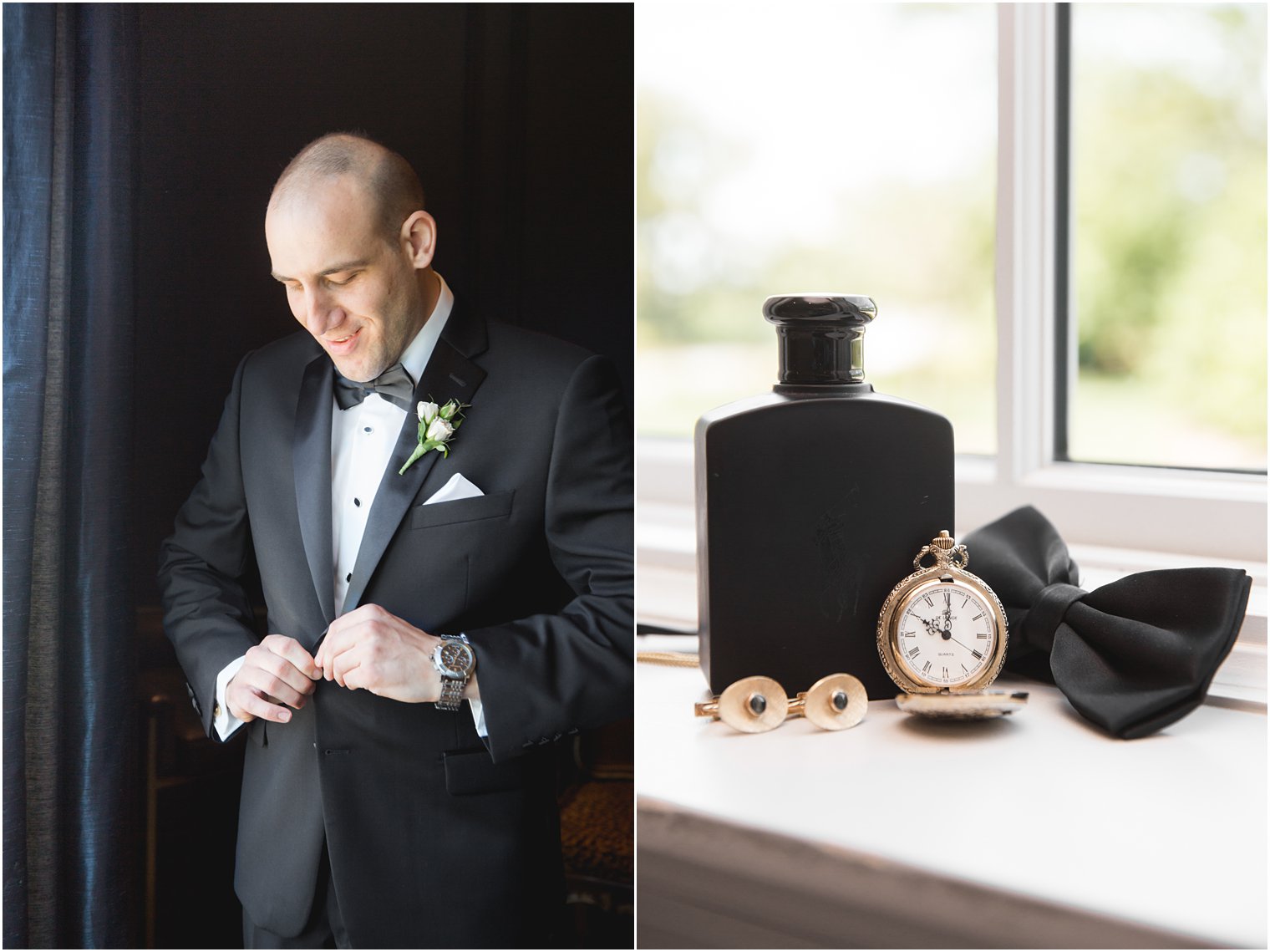 Groom getting ready at Park Chateau Estate