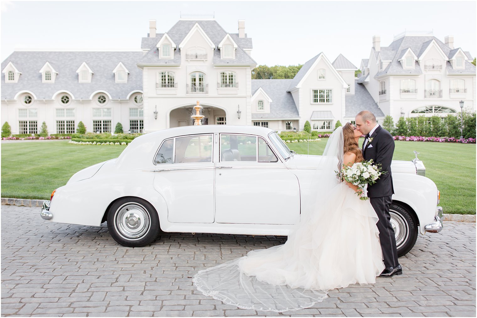 Wedding portraits with Rolls Royce at Park Chateau Estate in East Brunswick, NJ