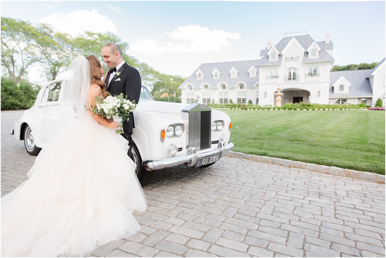 Wedding portraits with Rolls Royce at Park Chateau Estate in East Brunswick, NJ