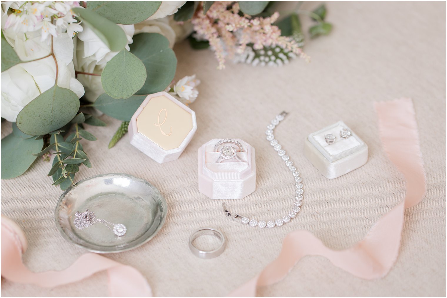 bridal jewelry photographed by Idalia Photography for Sandy Hook Chapel wedding day