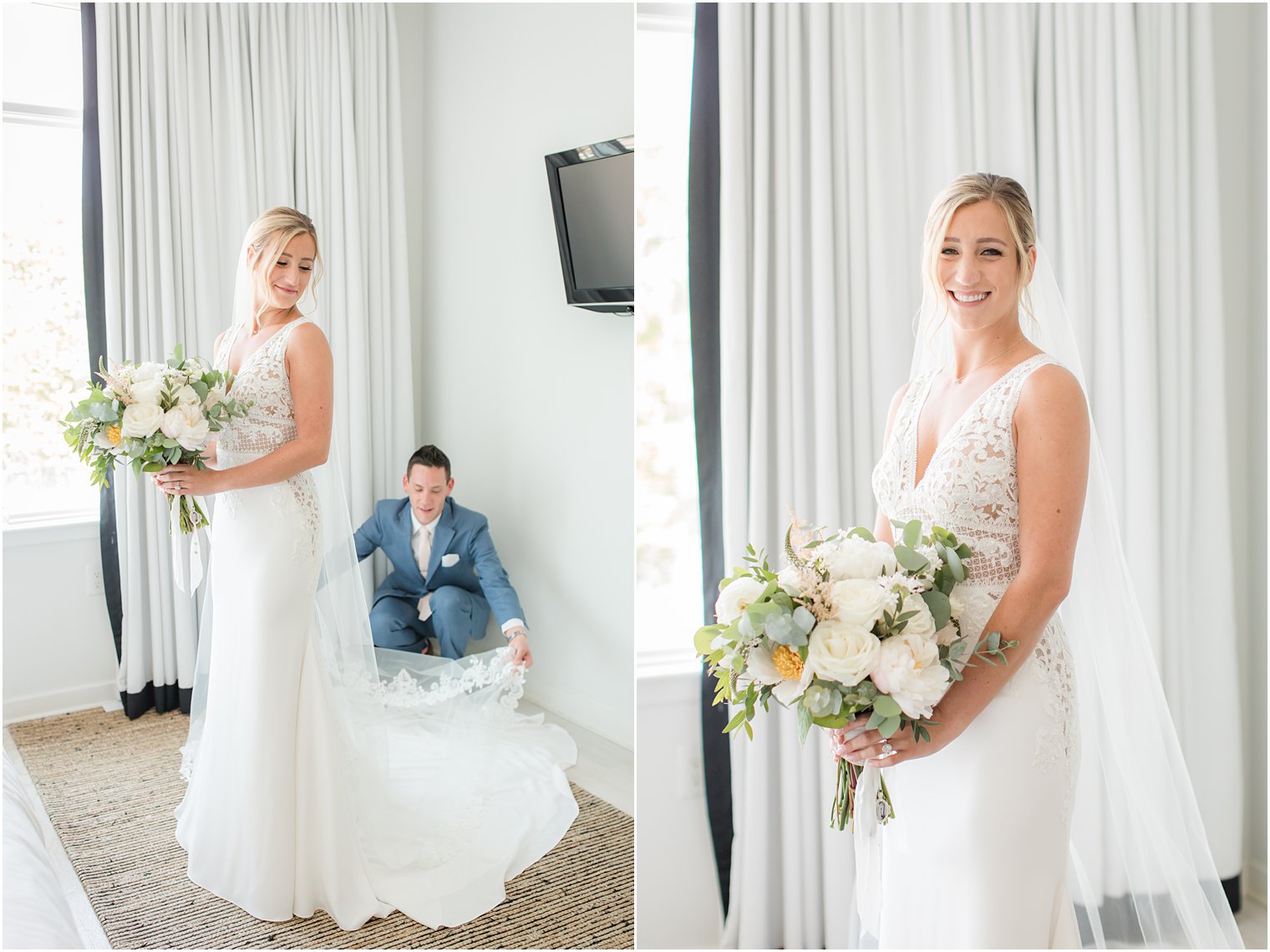 Man of Honor helps bride prepare for Sandy Hook Chapel wedding day with Idalia Photography