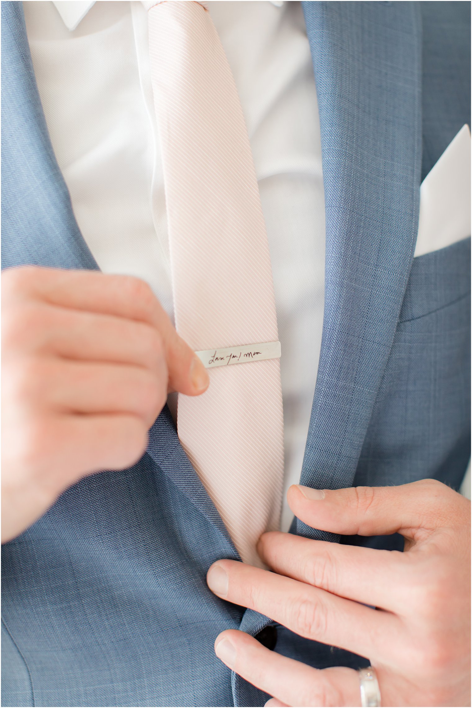 tie clip details photographed by Idalia Photography in New Jersey