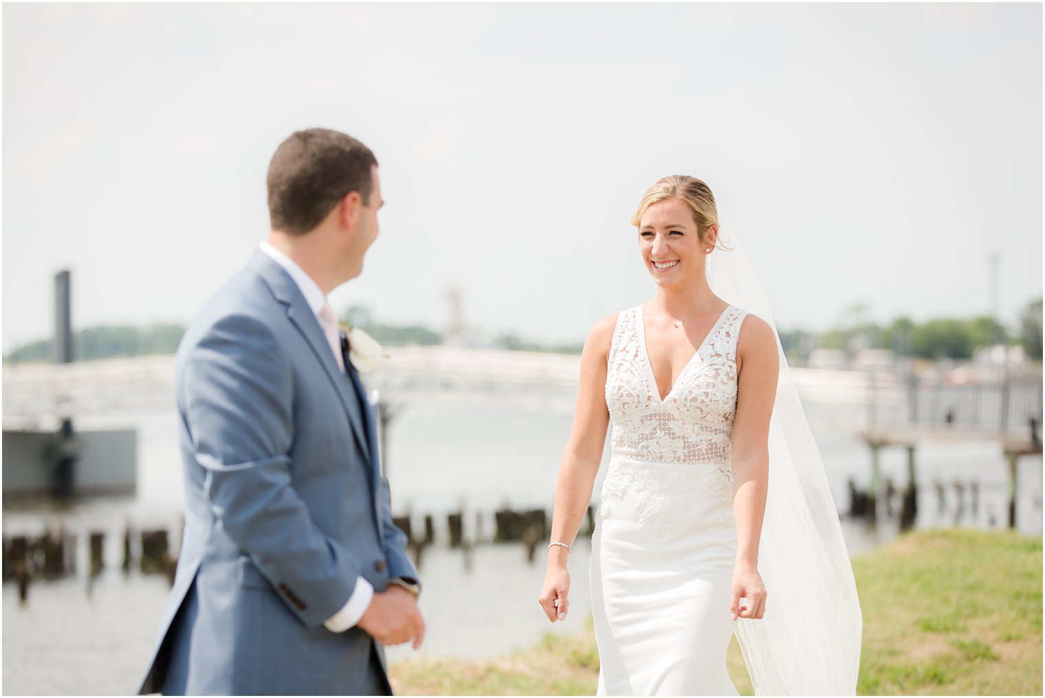 first look on New Jersey wedding day photographed by Idalia Photography