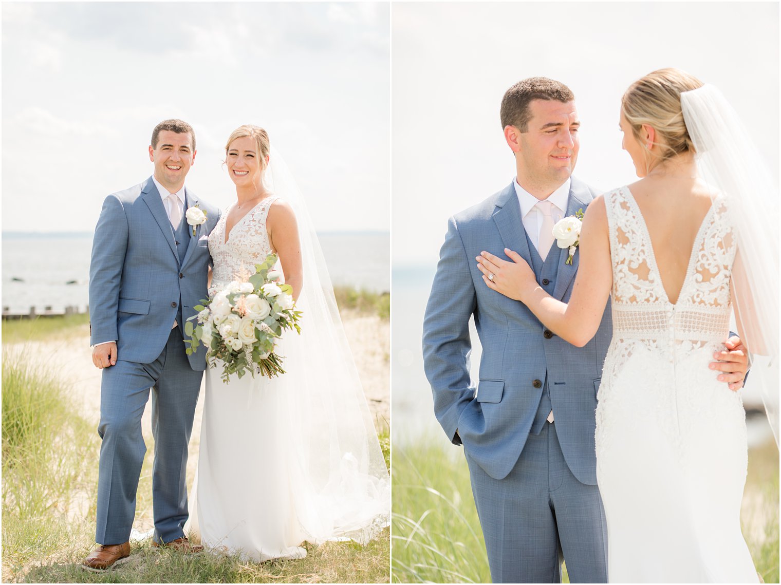 outdoor waterfront wedding portraits by NJ photographer Idalia Photography