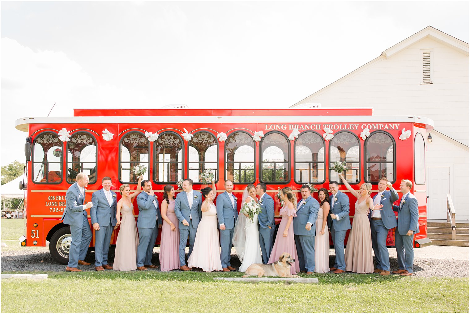 wedding party transportation with Long Branch Trolley Company by Idalia Photography