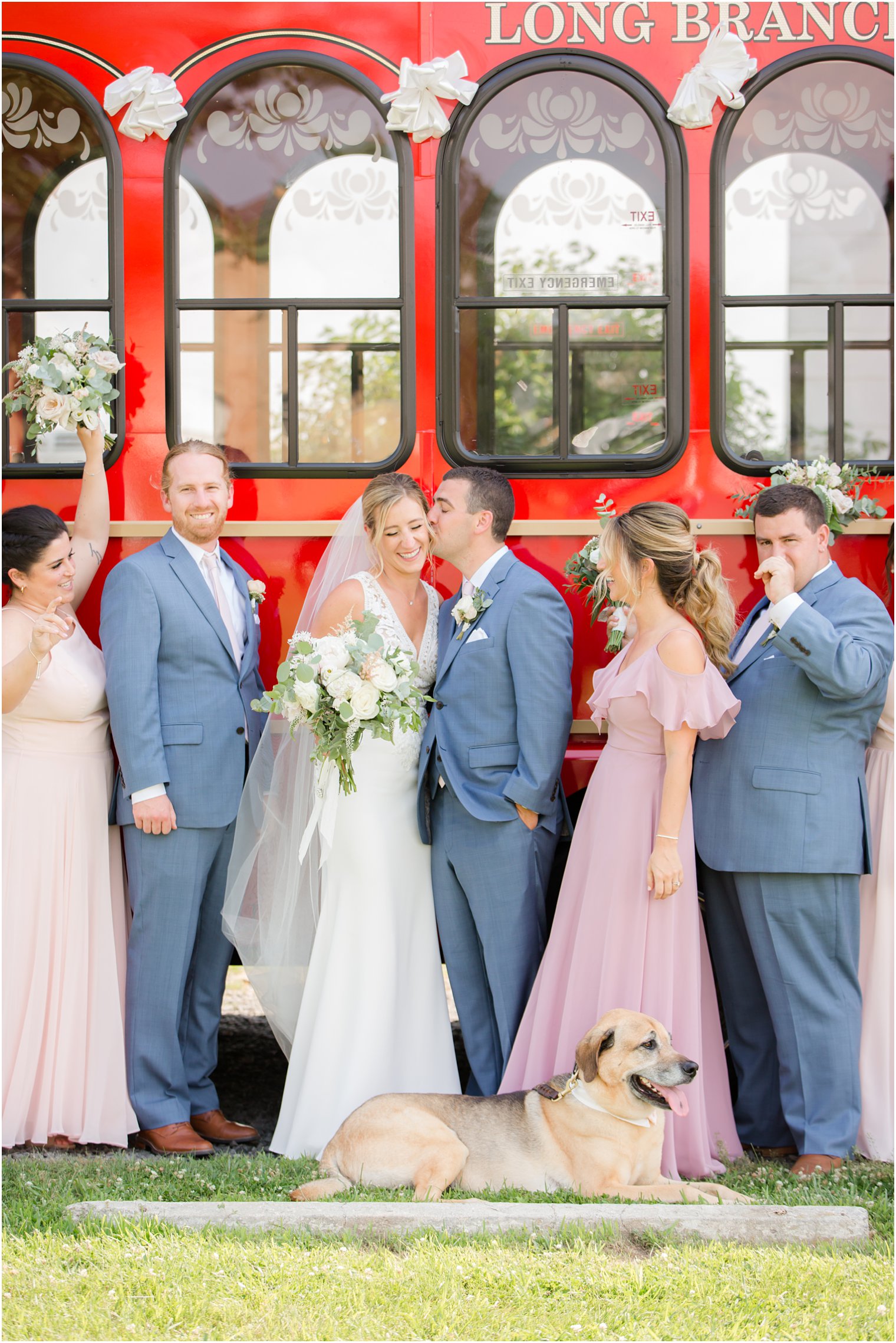 Long Branch Trolley Company transports wedding party with Idalia Photography
