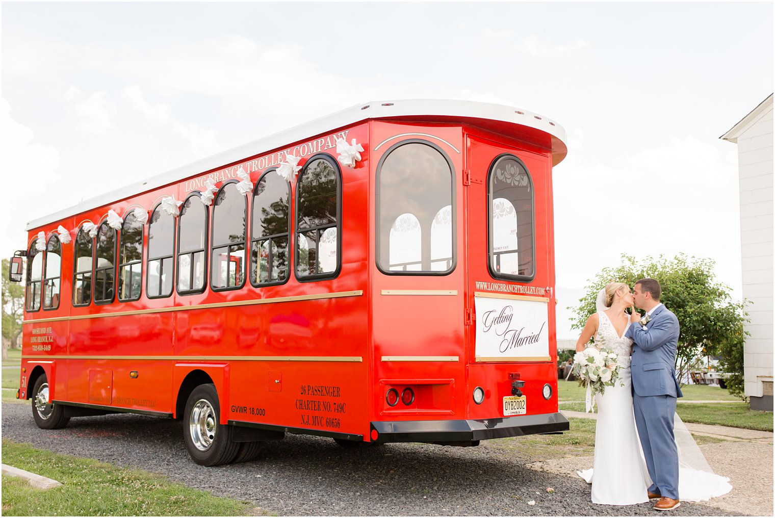Long Branch Trolley Company with bride and groom photographed by Idalia Photography
