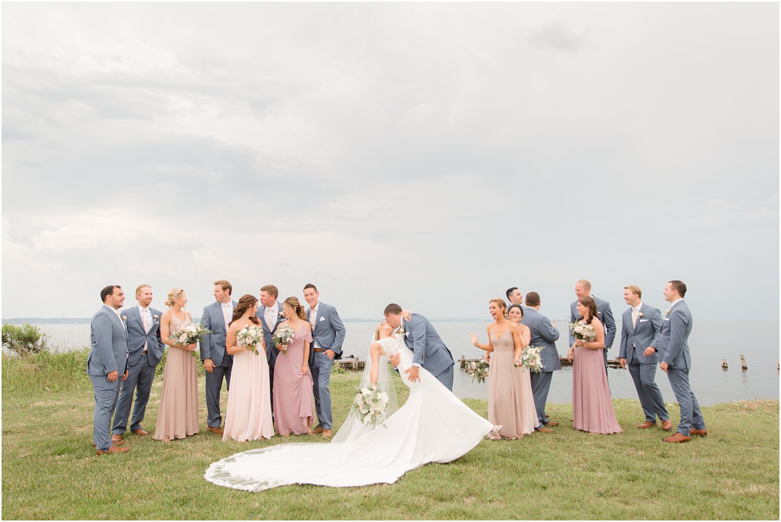 Romantic wedding party portraits by New Jersey photographer Idalia Photography