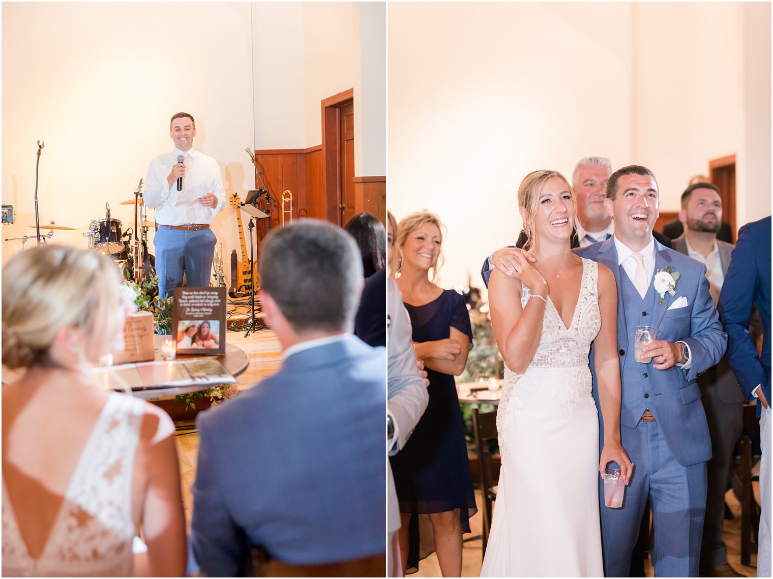 bride and groom toasts during wedding reception with Idalia Photography